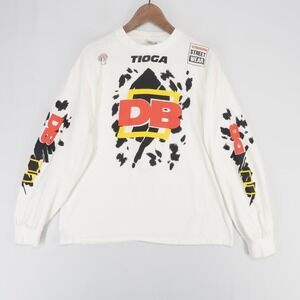 Vintage Vision Street Wear Tioga T Shirt Mens XL White Graphic Long Sleeve Hit